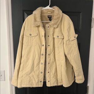 Corduroy Jacket with Faux Fur Collar